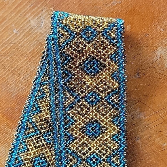 Authentic woven metallic beaded Guatemalan belt Decorative Mayan Tribal Design - Picture 3 of 9